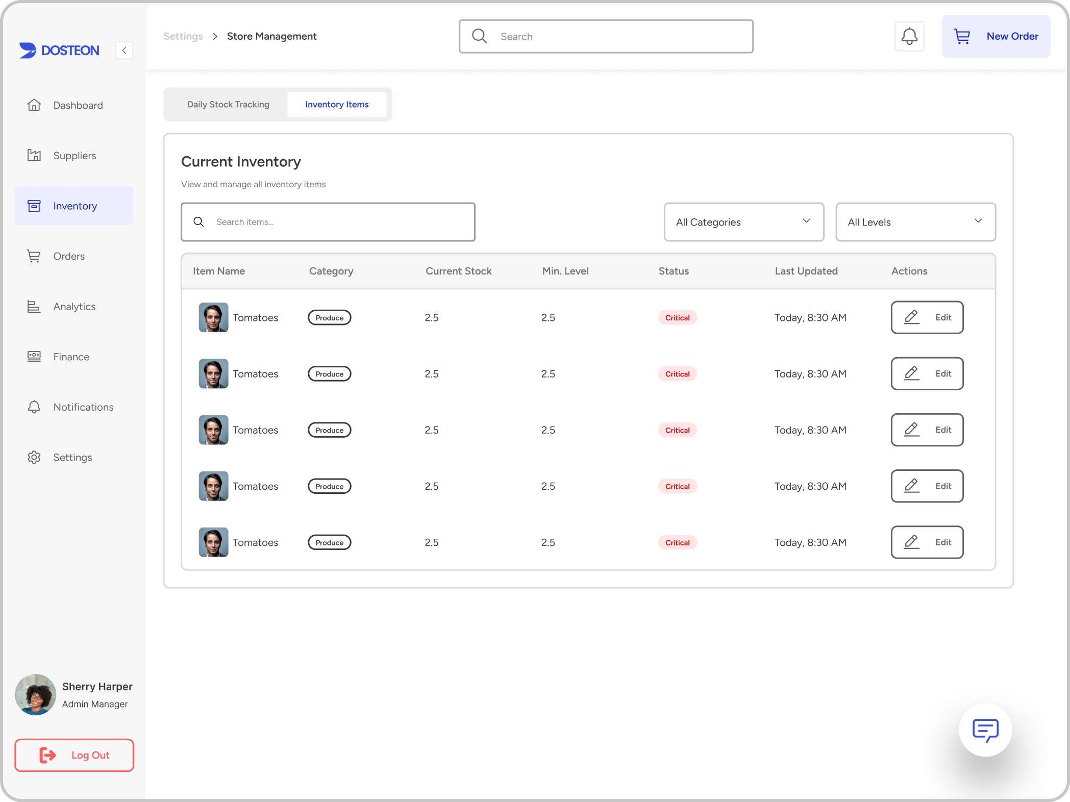 Dosteon Dashboard Mockup