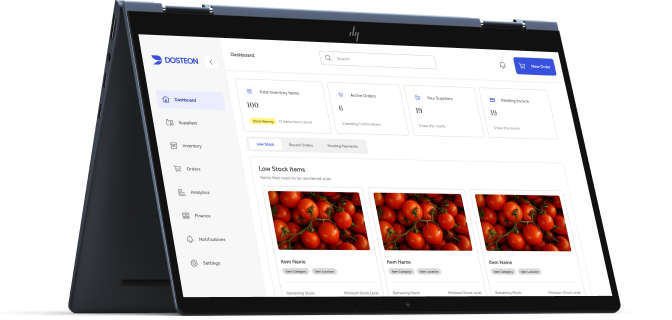 Track and Order Dashboard Mockup